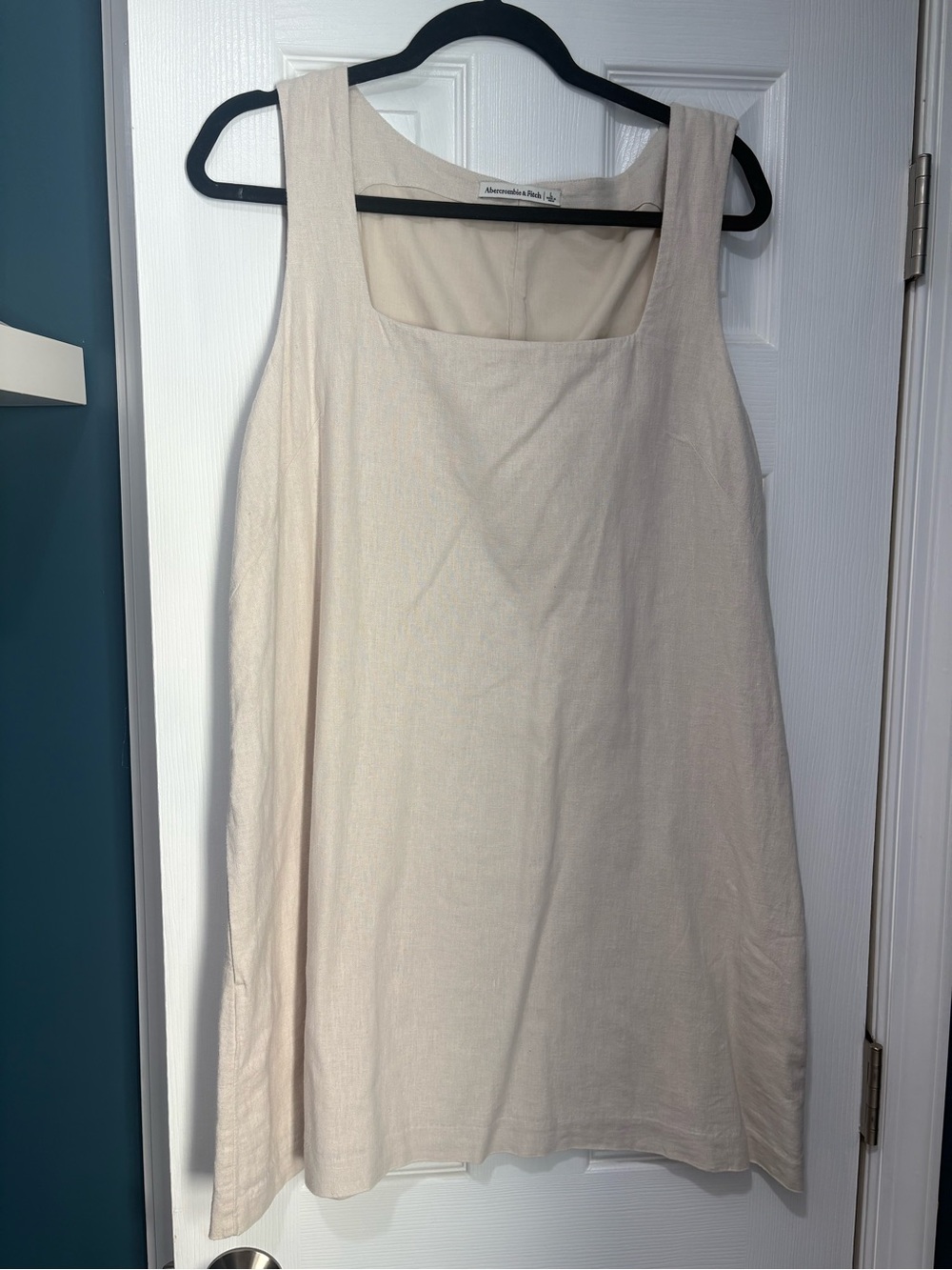Abercrombie & Fitch Cream Linen Square-Neck Tank Dress
